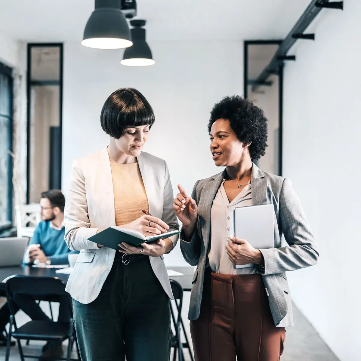 image of two people in conversation