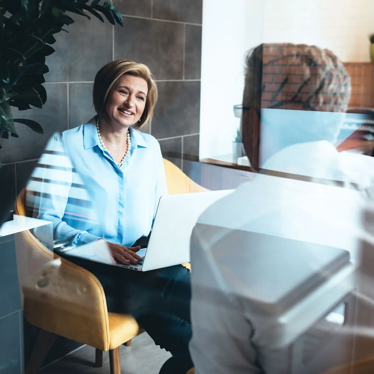 image of two people in conversation