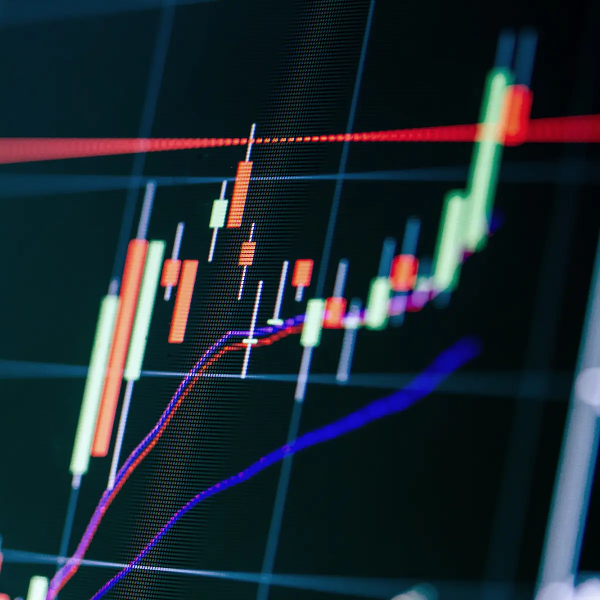 close up image of stock market graphs