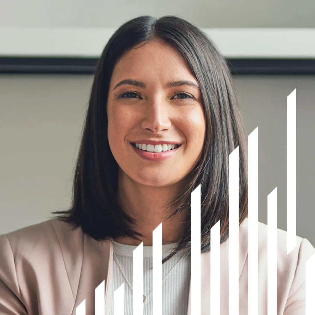 image of woman looking at camera with a pattern overlaid