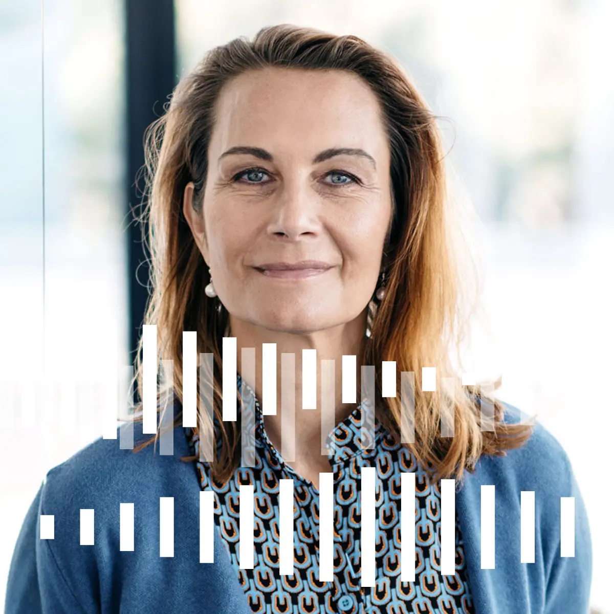 image of woman looking at camera with a pattern overlaid