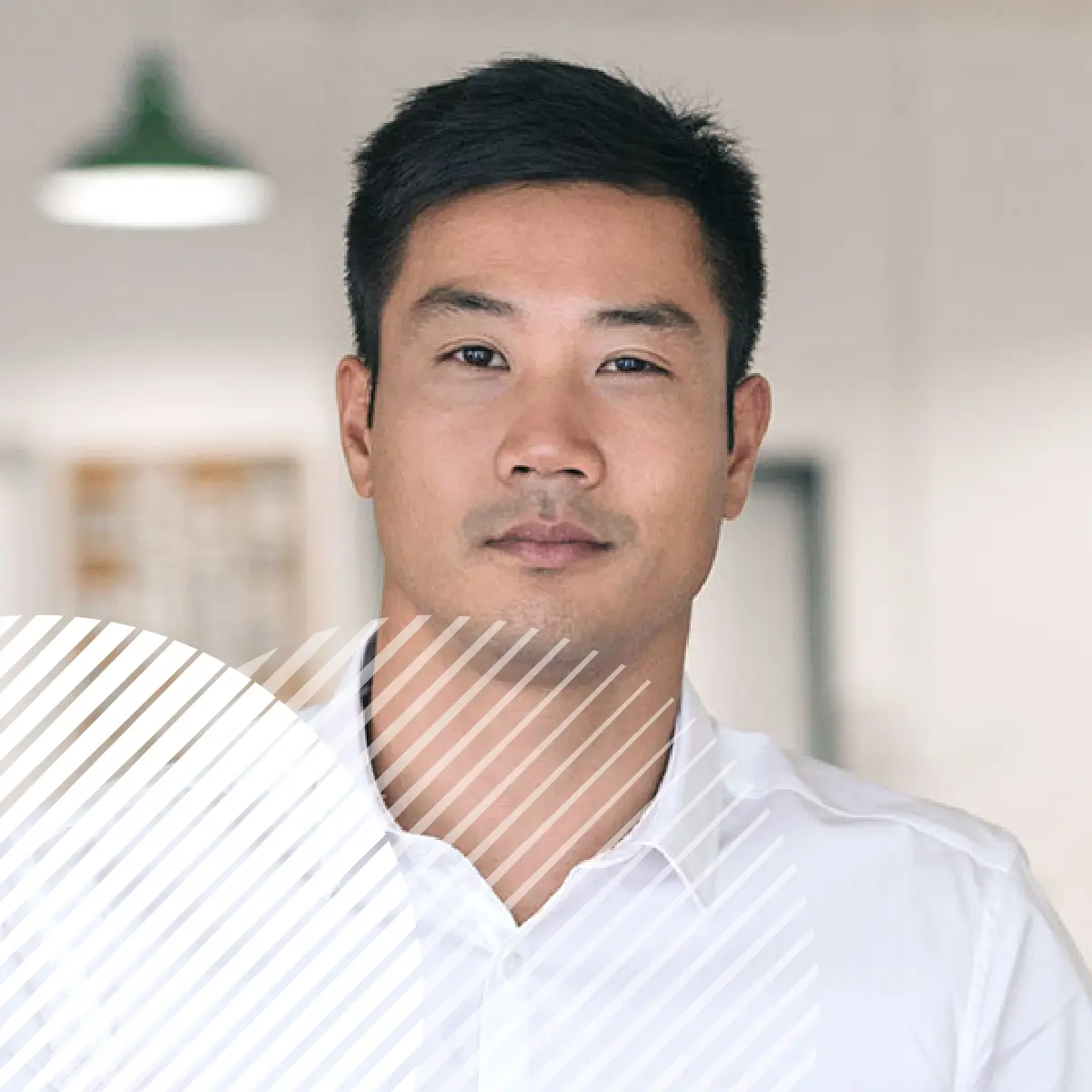 image of man looking at camera with a pattern overlaid